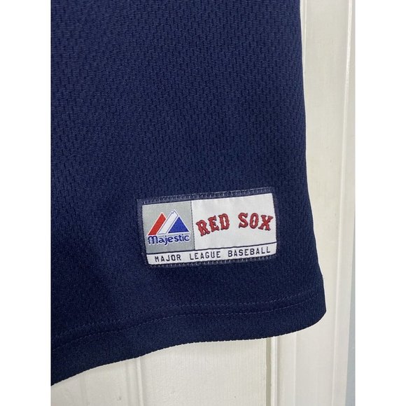 Majestic Mens MLB Boston Red Sox Short Sleeve Shirt Blue Red Large - Picture 2 of 6